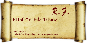 Ribár Fábiusz névjegykártya